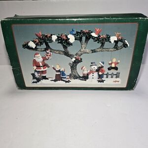 Deers Merchandise Santa Snowman Tree Scene Large Plaster Christmas Figurine